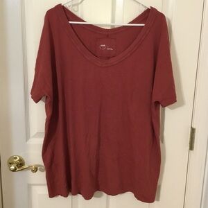 Aerie Oversized V-Neck Boyfriend Short SleeveTee Summer Burgundy Women’s Small